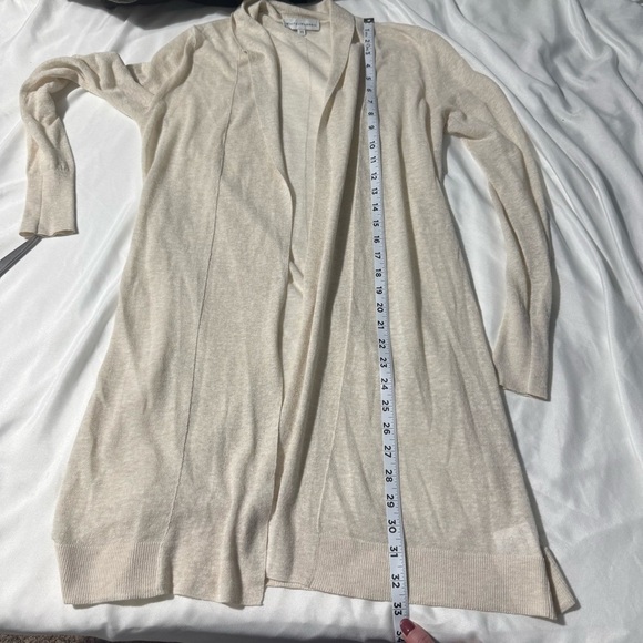 White + Warren Open Cardigan Cotton/Linen Blend Breathable Ivory Size XS - Picture 5 of 11